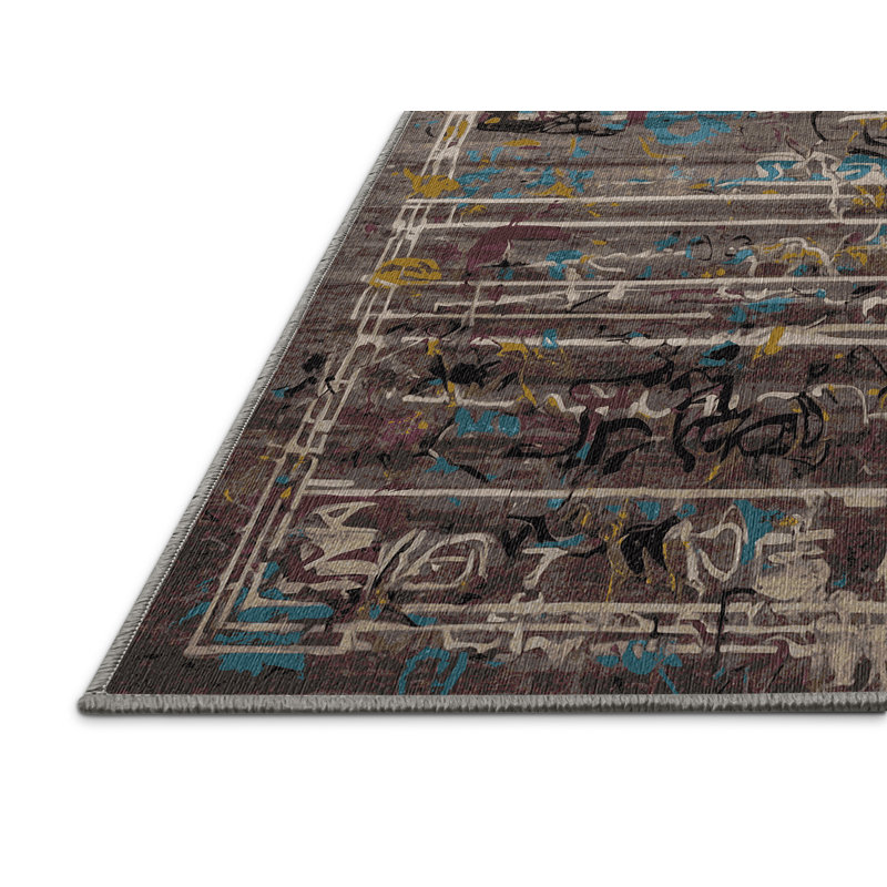 Machine Washable Gray Area Rug, Rectangle 8' x 12'