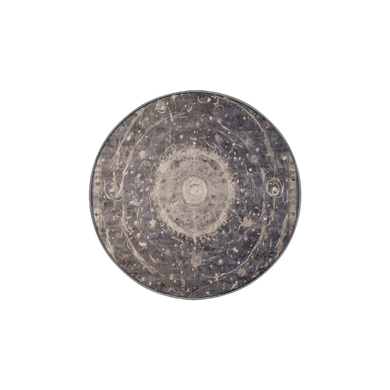 Machine Washable Gray Area Rug, Round 7'