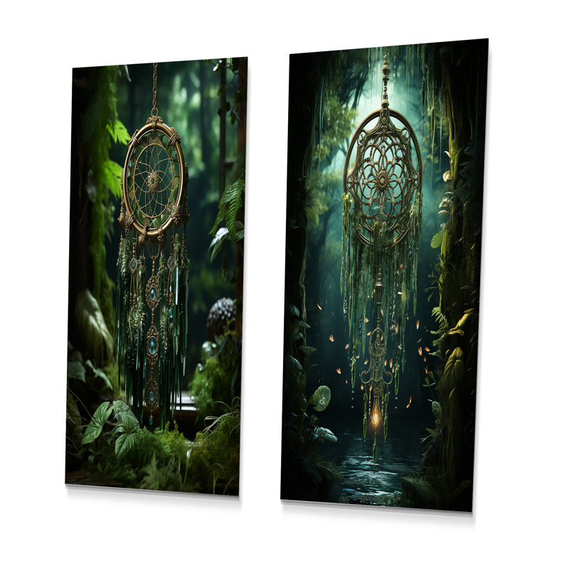 Nate - ensemble de 2 reproductions d'art mural en métal Dream Catcher, H 28 po x l 24 po