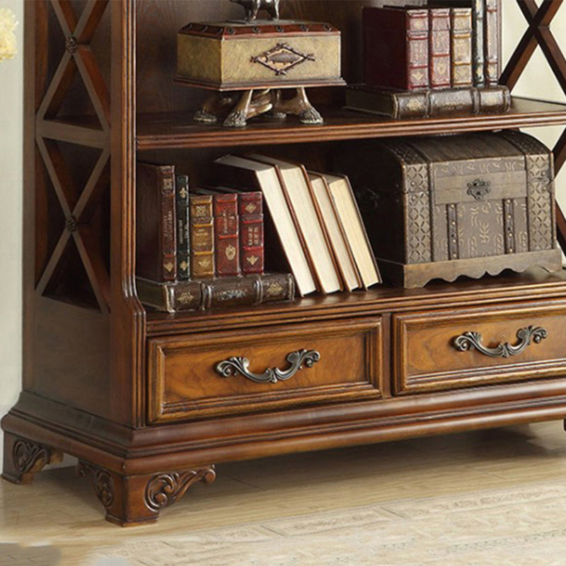 Vintage Birch Solid Wood Brown Bookcase