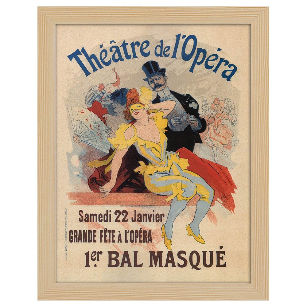 Leinwandbild Vintage Artistic Poster Théâtre De L''opéra. Maskenball