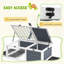 Habitat de tortue, maison de tortue en bois, enceinte de tortue intérieure et extérieure avec support de lampe, plateaux étanches coulissants, couvercles ouverts, gris