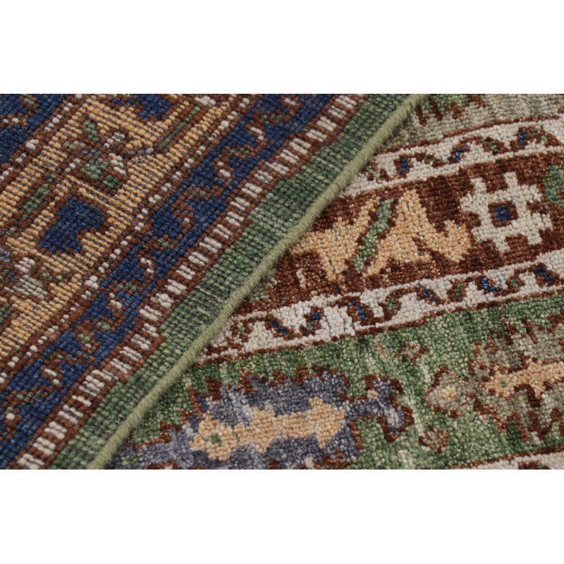Burano Hand Knotted Wool Geometric Area Rug, Square 4'