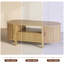 Table basse 47,2 po ovale avec rangement, table d'appoint cannelée avec tiroirs et portes tambour rondes-1086421538