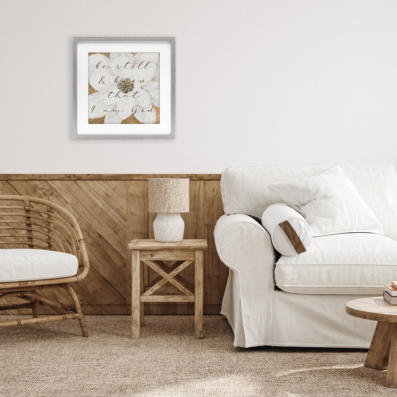 «Be Still with White Magnolia», reproduction encadrée sous verre, conception de Lanie Loreth, Cadre de ferme gris