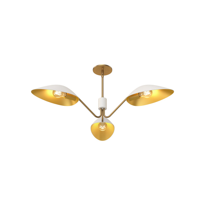 Raelle 3 - Light Unique/Statement Pendant, Aged Gold/White