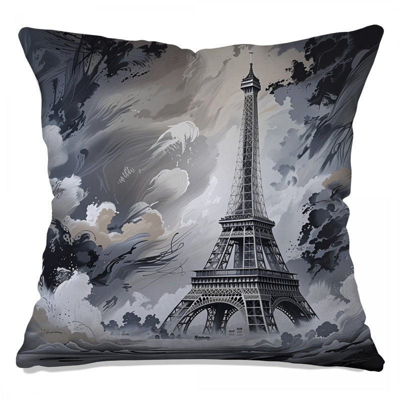 Coussin Tour Eiffel, coussins double face Architecture, 14 X 14 pouces