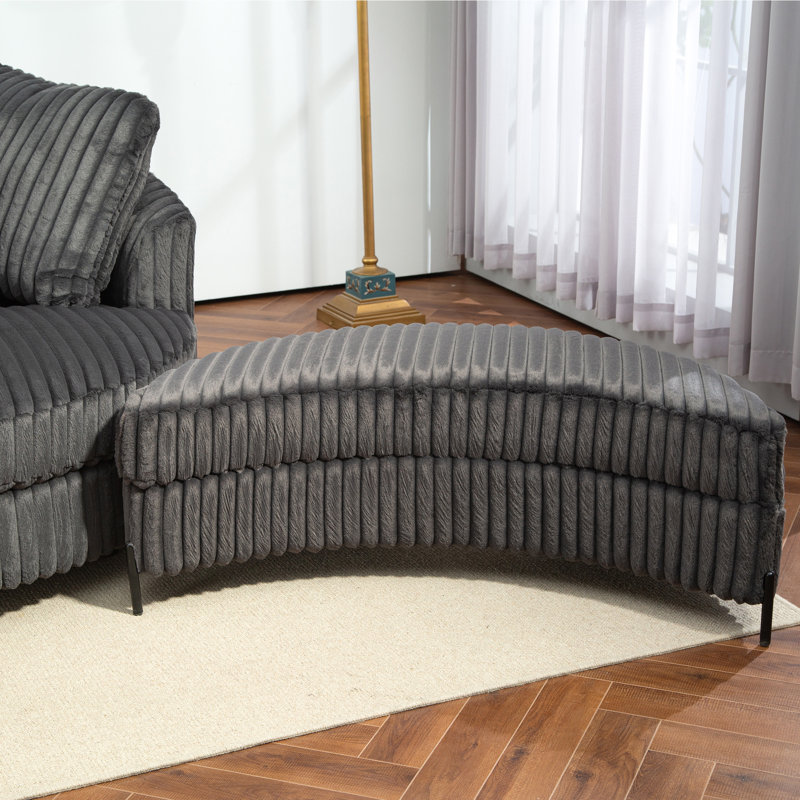 Fauteuil demi-tonneau avec repose-pieds, Imitation fourrure gris anthracite