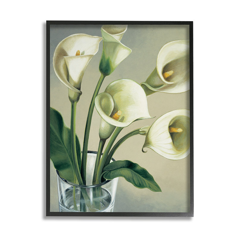 «Soft Soft Calla Lily Florals» par Eva Barberini, H 30 po x l 24 po x 1,5 po, Giclée encadrée noir minuit