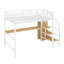 Lit mezzanine double en métal avec bureau en L, port USB, DEL, armoire-530023708