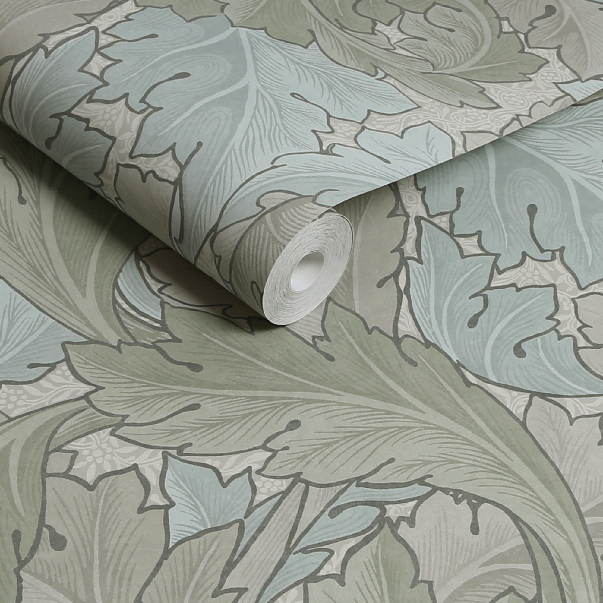 William Morris Acanthus Neutral  Wallpaper, Sage;Duck Egg