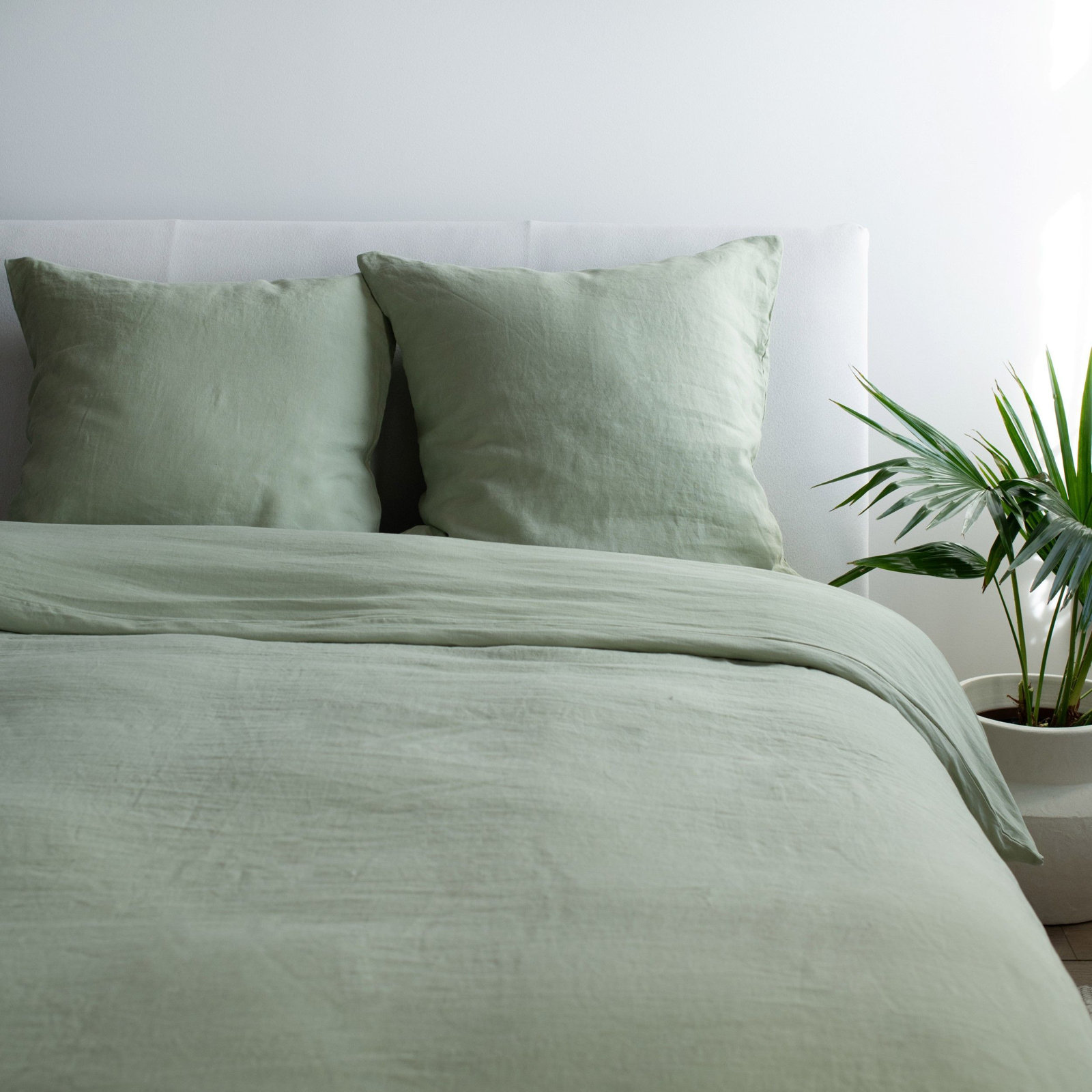 100% French Linen Duvet Cover, Matcha, Twin Duvet Cover