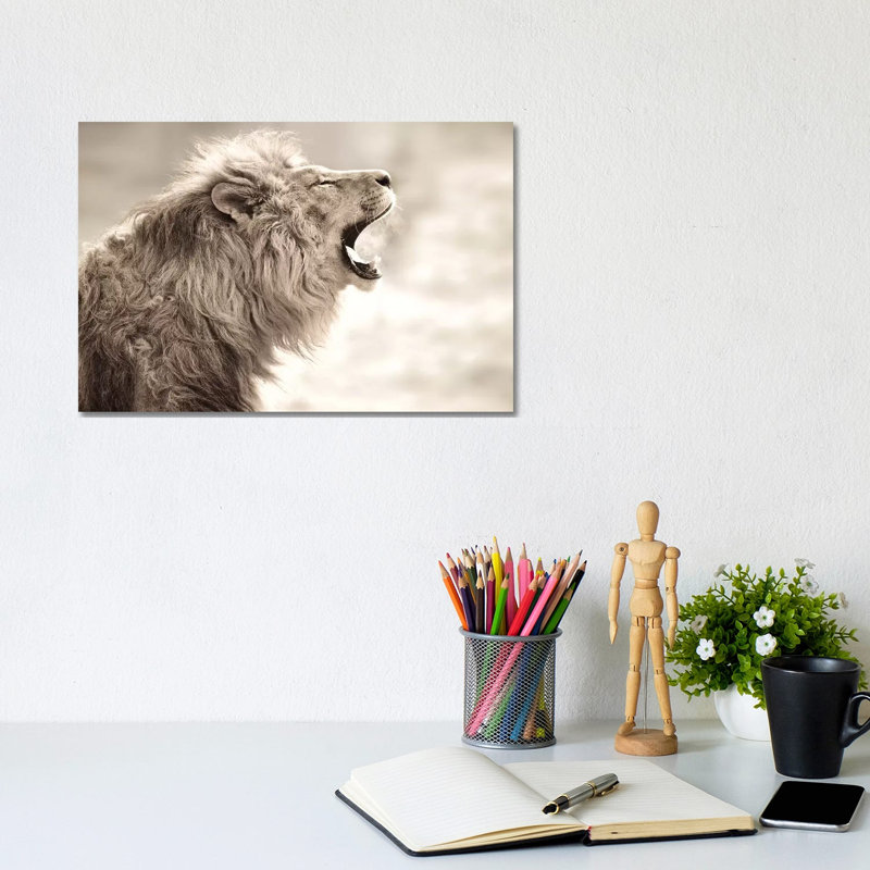 Lion Smoke by Goran Anastasovski - Wrapped Canvas Print, 20.32 cm H x 30.48 cm W
