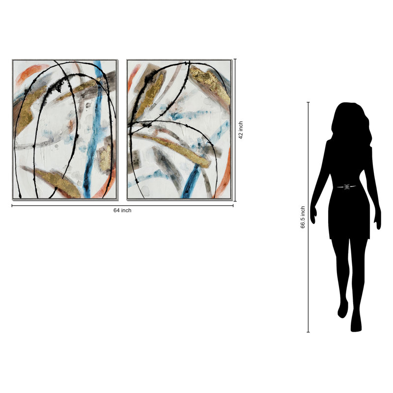 Art mural moderne sur toile abstraite Modern Momentum, 42 po x 64 po, cadre argenté