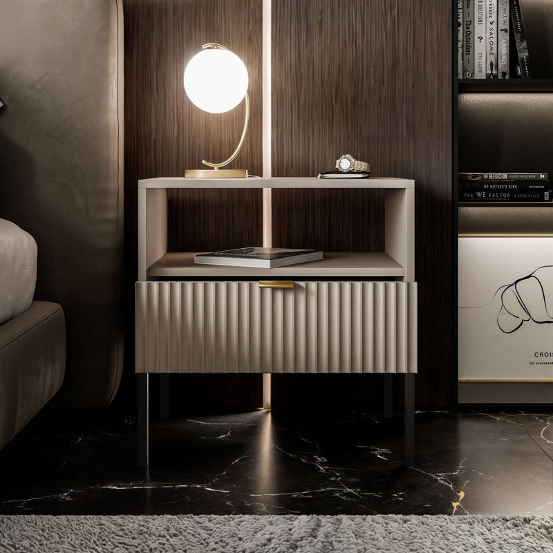 Bedside Table CORTADO S54, Cashmire/Black