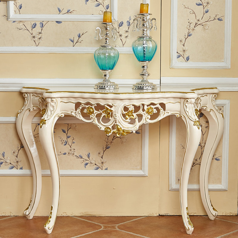 Console en bois massif de style européen, H 33,8 po x l 47,2 po x P 16,9 po
