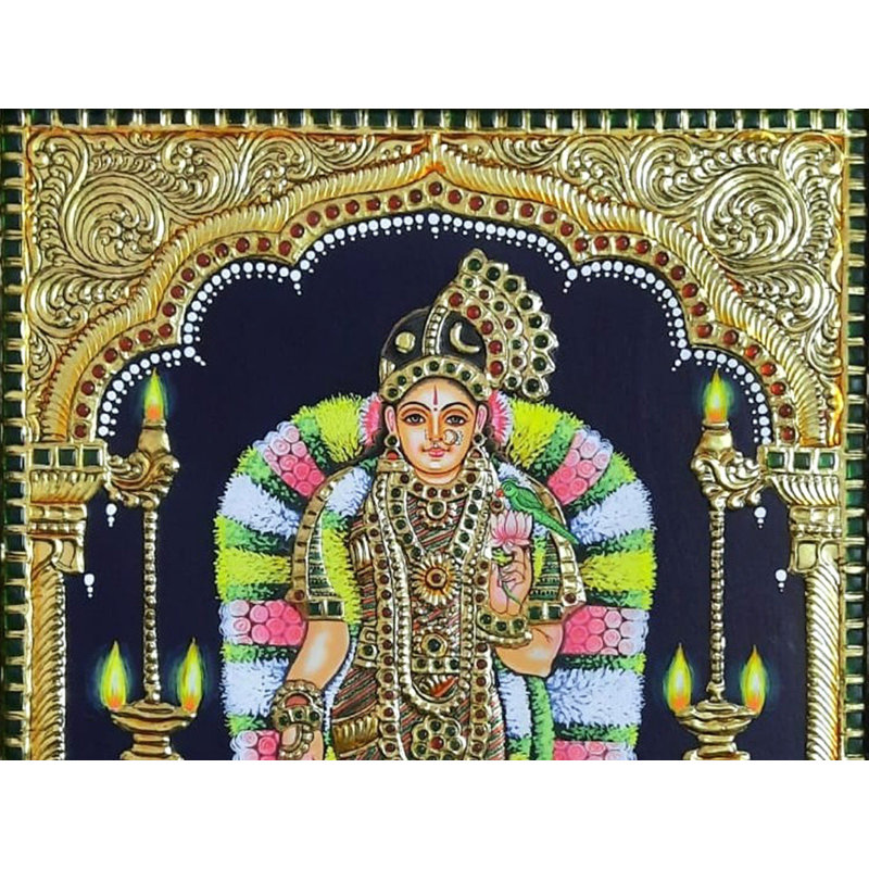 Déesse Andal | Peinture Prabhu Tanjore | Avec cadre |