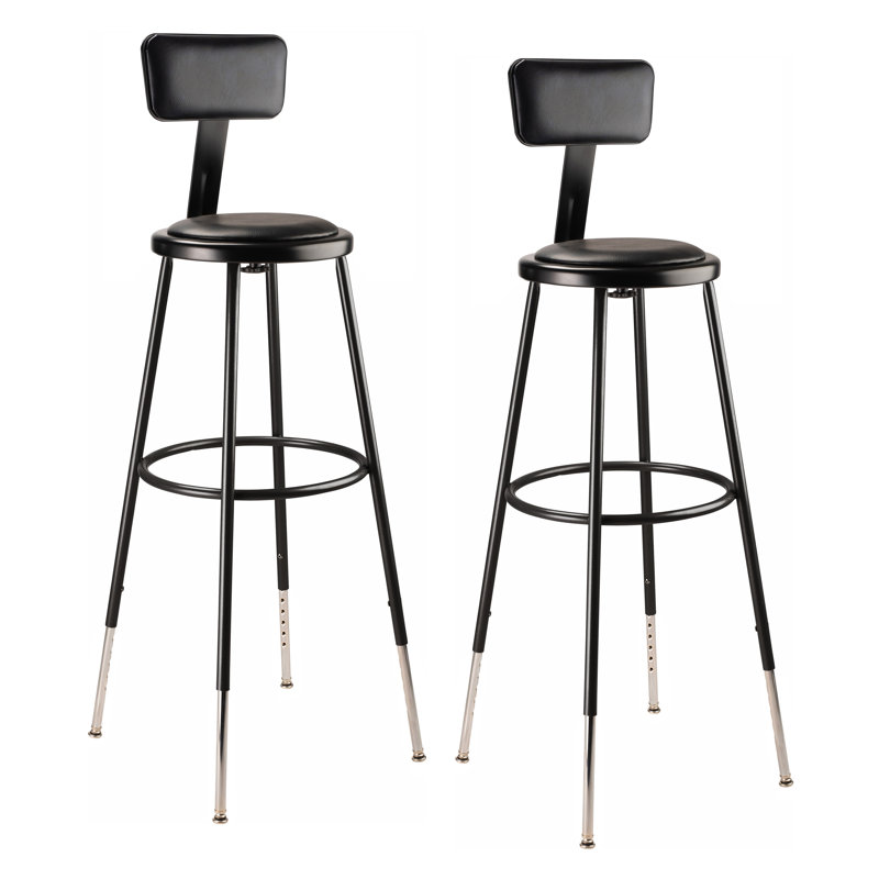 Tabouret de laboratoire à hauteur ajustable, 32" - 39", Noir