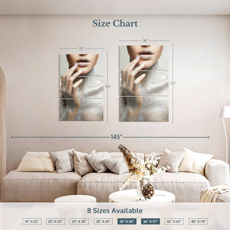 Shuttleworth Silver Glitter Chic, 50" H x 32" W