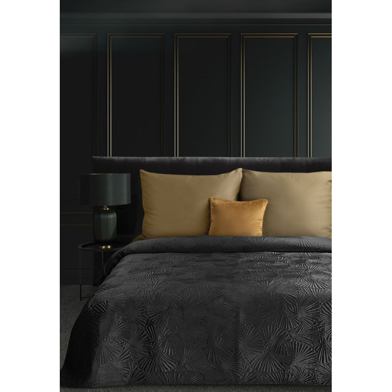 Keyaan Polyester Bedspread, W260 x L280cm, Black