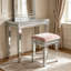 Mikayil Mirrored Glass Vanity Dressing Table Stool Decorative Accent Stool-909126037