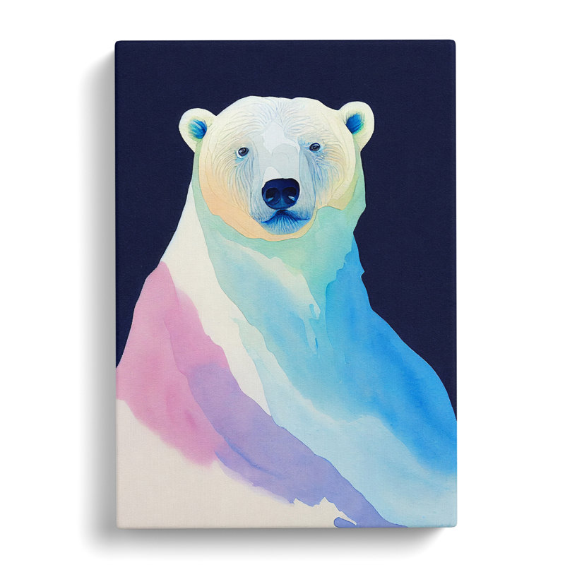Watercolour Polar Bear - Wrapped Canvas, 60cm H x 40cm W x 3cm D