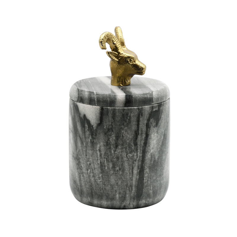 Rammy Handmade Black Marble and Brass Decorative Box