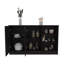 Îlot de cuisine, trois tablettes ouvertes, deux armoires blanches / noires-1011541198-1011541194
