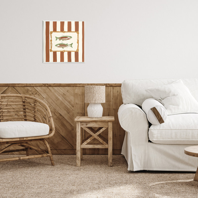Gone Fishing on Stripes Wall Plaque, design by Veronica Lara