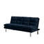 Futon contemporain en microfibre bleu marine convertible en lit, 2 places, pieds de soutien supplémentaires, siège moderne