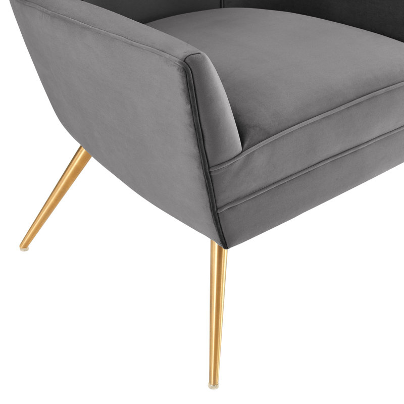 Fauteuil en velours capitonné Performance, Velours gris