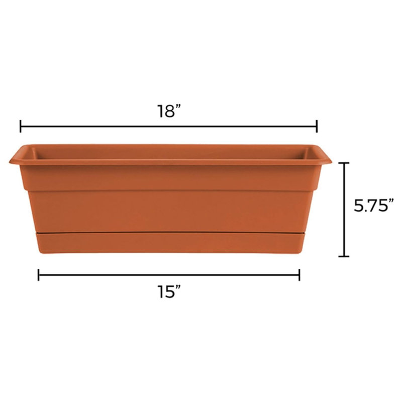  Boîte en plastique terre cuite pour fenêtre H 5,75 po x l 18 po x P 7,5 po Dura Cotta, H 5,75 po x l 18 po x P 7,5 po