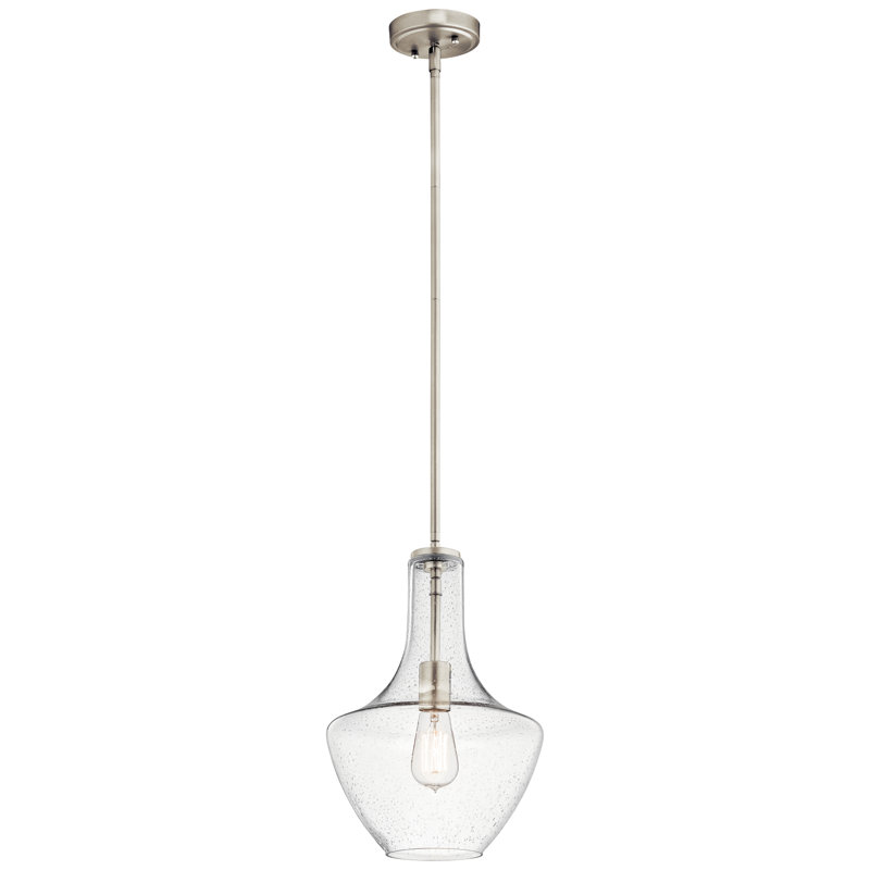 Suspension Kichler Everly Olde Bronze 19,75 po à une lumière avec abat-jour transparent en forme de larme, Clear Glass