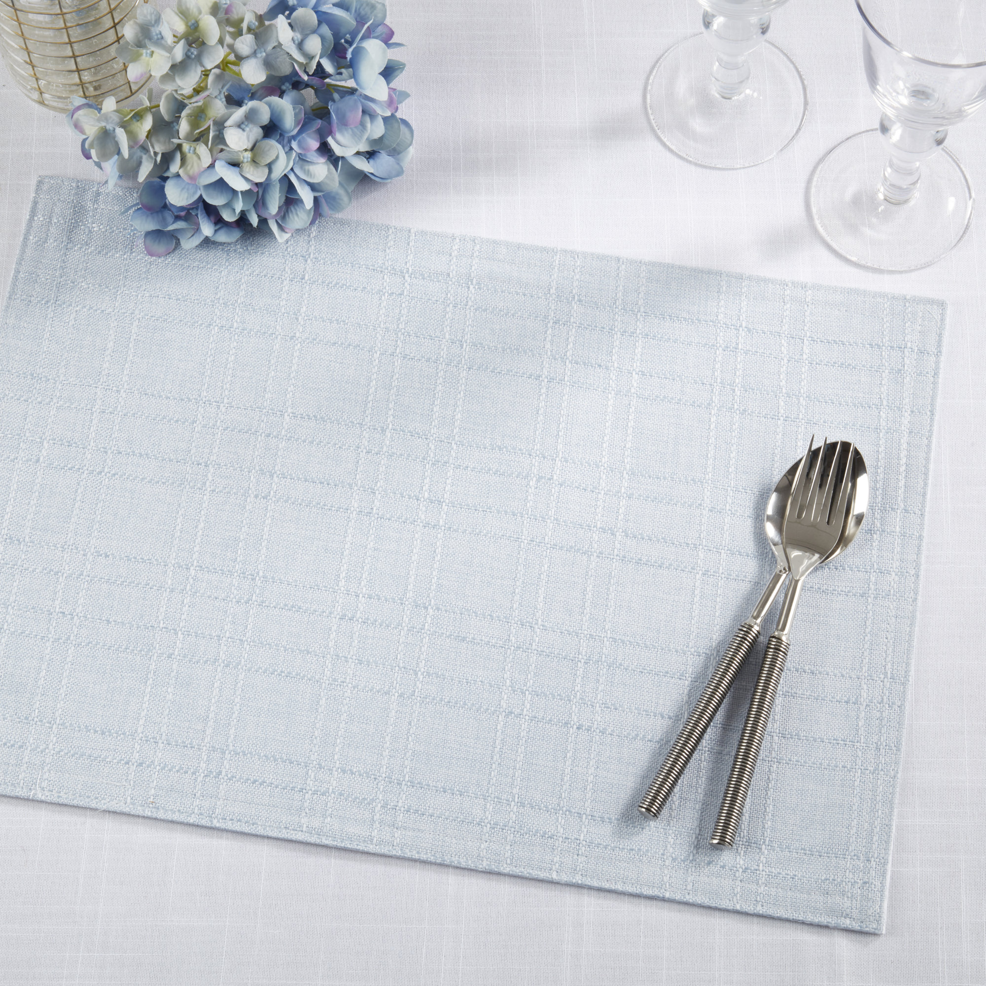 Classic Stitched Plaid Placemat (Set of 4), Blue