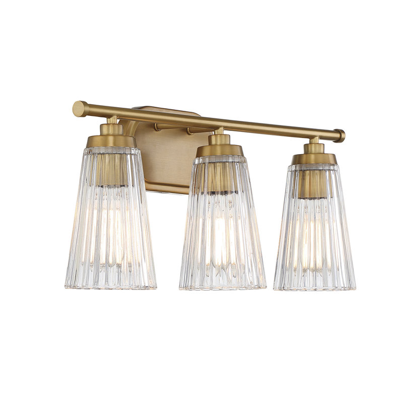 Luminaire de salle de bain à intensité variable en acier et verre Jeanie , H 10 po x l 22 po x P 22 po, Laiton