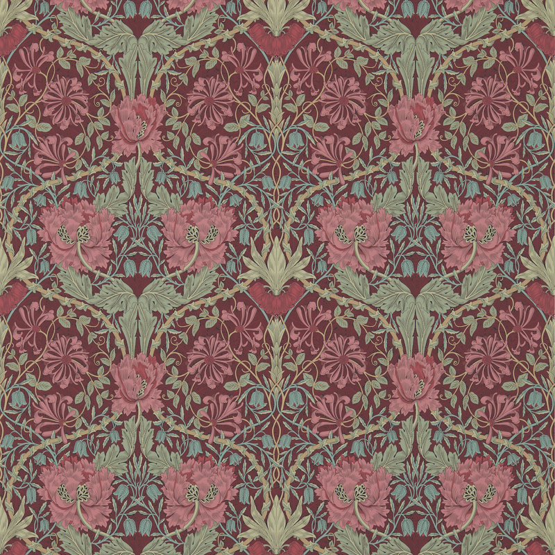 Honeysuckle & Tulip 10.05m x 68.6cm Matte Wallpaper Roll, Purple