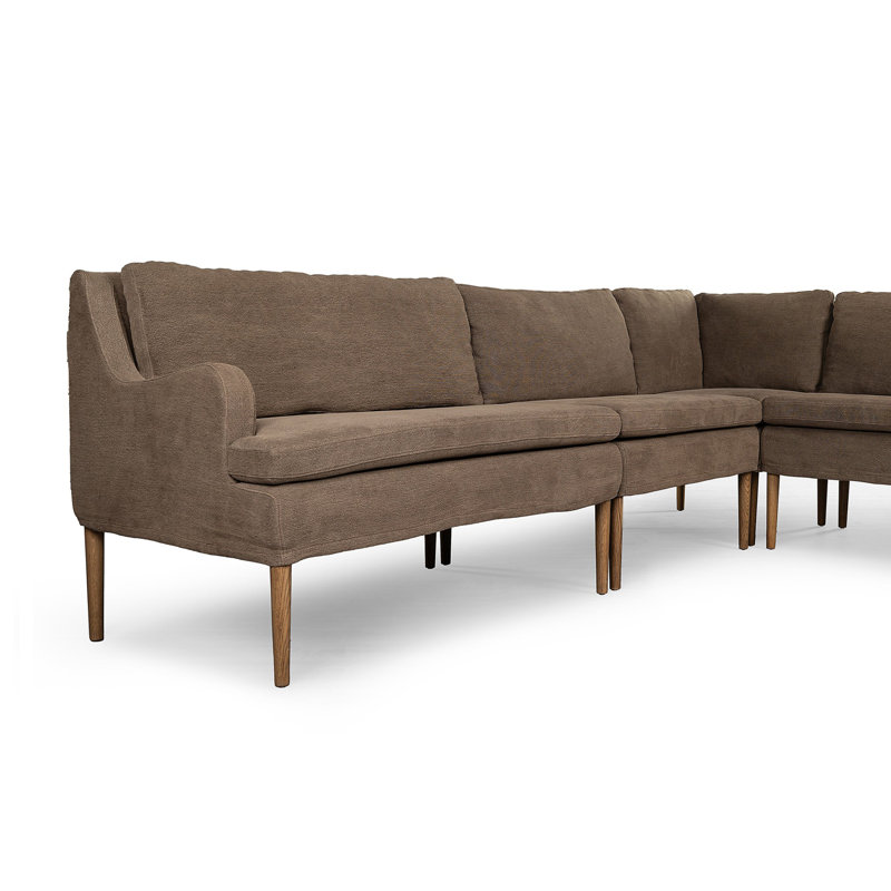Aurelia Modular 3-Piece Slipcover Sectional, Broadway Coffee Linen, Right Hand Facing, 34.5" H x 99" W x 76" D
