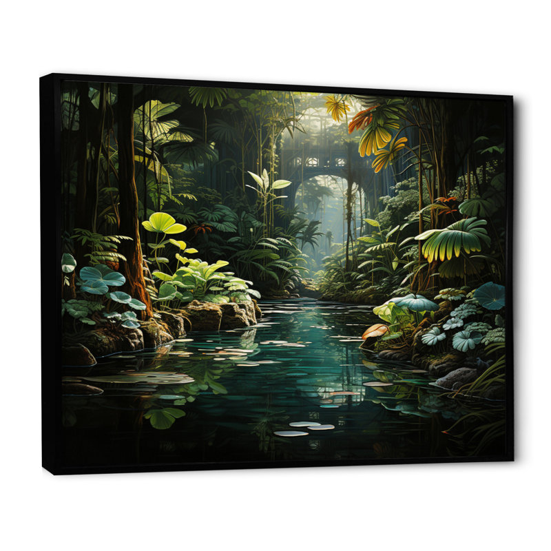 Caraibe Jungle Adventure - reproduction sur toile, H 34 po x l 44 po x P 1,5 po, Cadre flottant noir