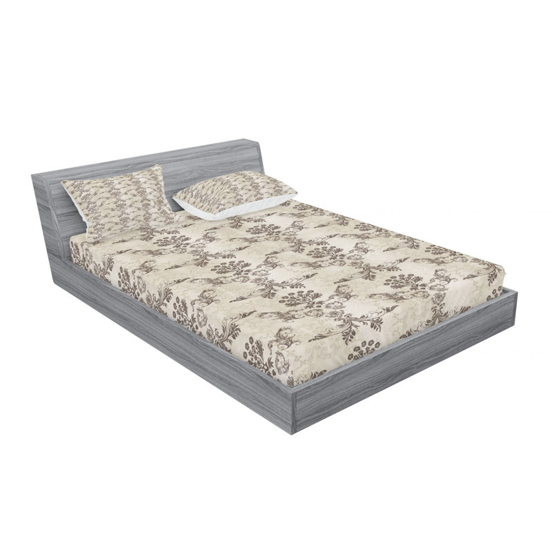 Microfiber Floral Sheet Set, Queen Sheet Set with Fitted Sheet