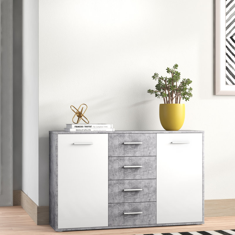 Ilbert 122.6cm Sideboard, White/Light Grey