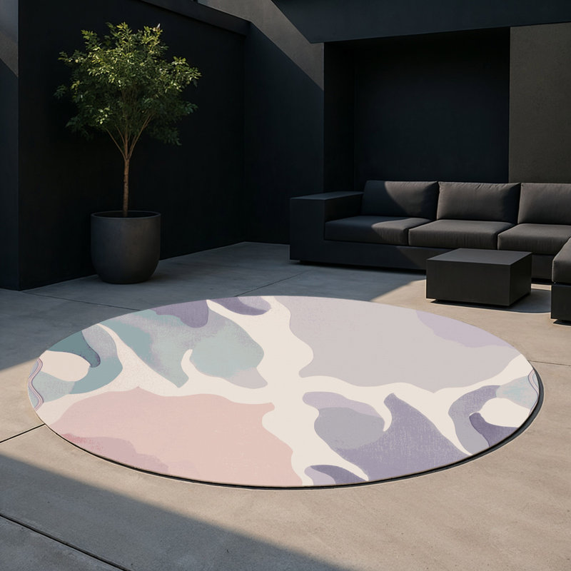Crescent Pool Indoor And Outdoor Area Rug, Round 5'