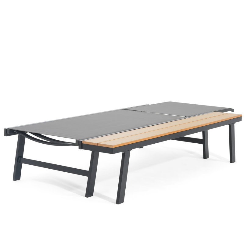 Chaise longue en aluminium légère pour l'extérieur avec entretien - table d'appoint, siège réglable, matériau en filet, structure à éclats profonds de 77 pouces, réglable