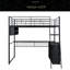 Lit mezzanine en métal avec DEL, bureau et 4 tablettes de rangement-3996254