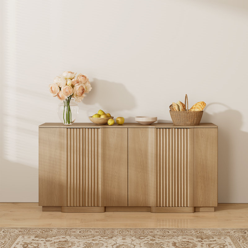 Buffet à panneau cannelé Designer Modern, Brun