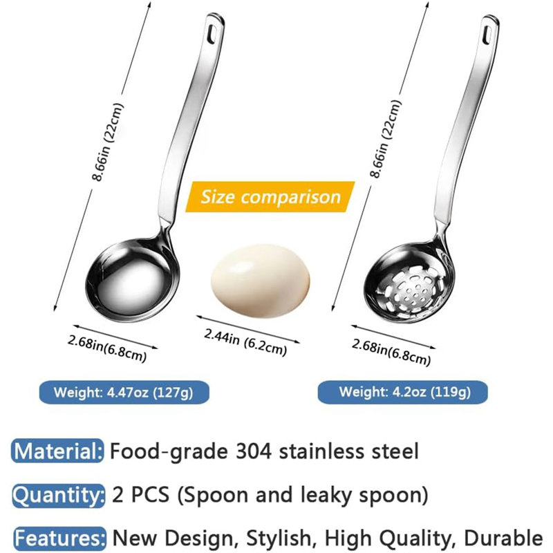 Ensemble de cuillère à soupe en acier inoxydable SUS304 et ustensiles de service pour cuisine