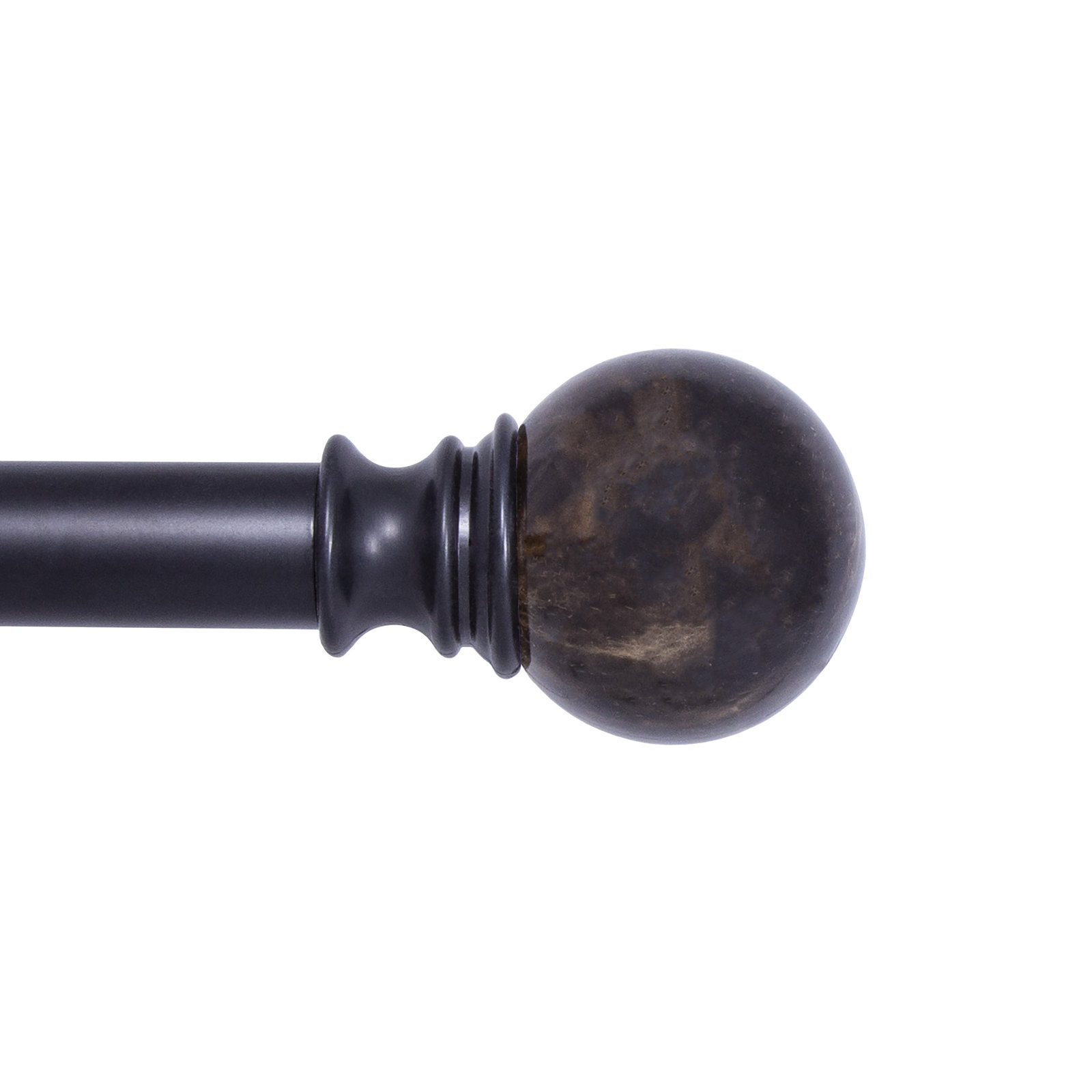 Rockport Marble Ball 1" Diameter Single Curtain Rod, Black