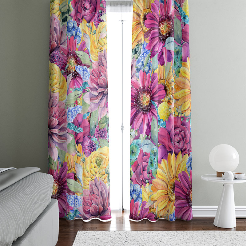 Panneaux de rideaux semi-transparents à motif floral, L 56 po x L 78 po