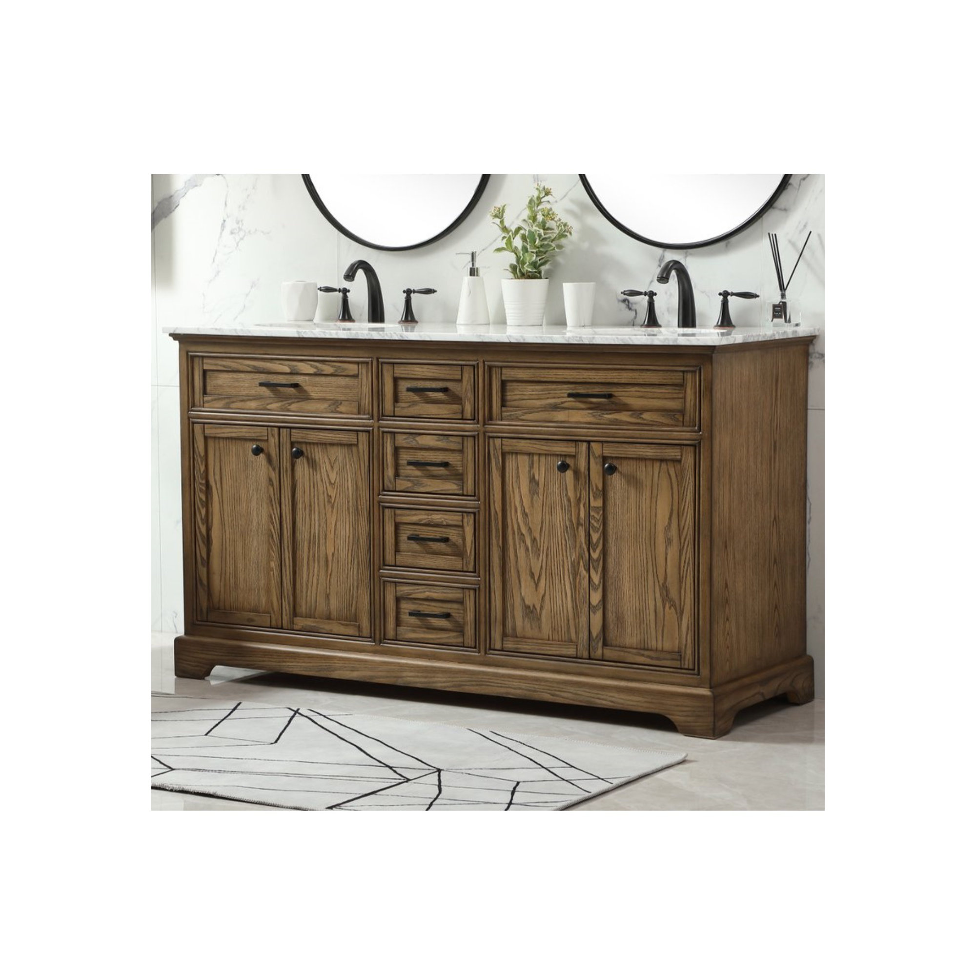 Hermes 60'' Double Bathroom Vanity, Driftwood