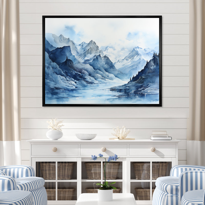 Glacier du Groenland minimalisme, H 30 po x l 40 po x P 1,5 po, Cadre flottant noir