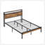 Structure de lit plateforme en métal avec tête de lit et pied de lit en bois avec doublure USB, aucun sommier nécessaire, grand rangement sous le lit, assemblage facile-169098327